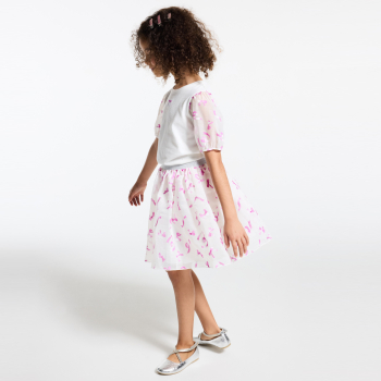 تنورة قصيرة من قماش الفوال المطرز، وردية اللون للفتيات