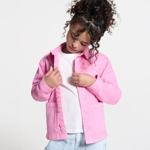 Veste workwear en toile unie rose Fille Veste workwear en toile unie rose Fille