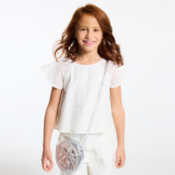 Blouse brodée blanc Fille