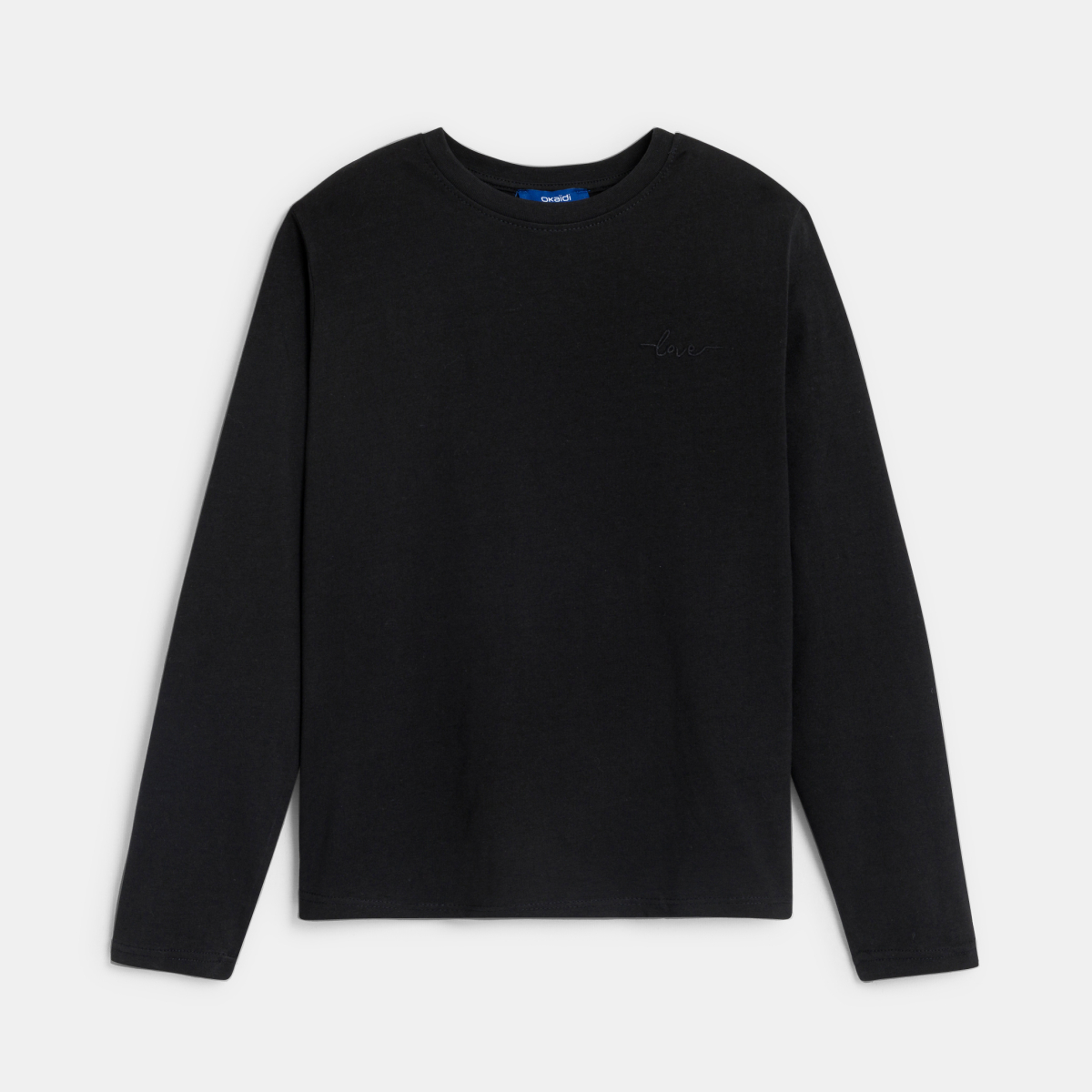 T-shirt uni broderie love noir Fille T-shirt uni broderie love noir Fille