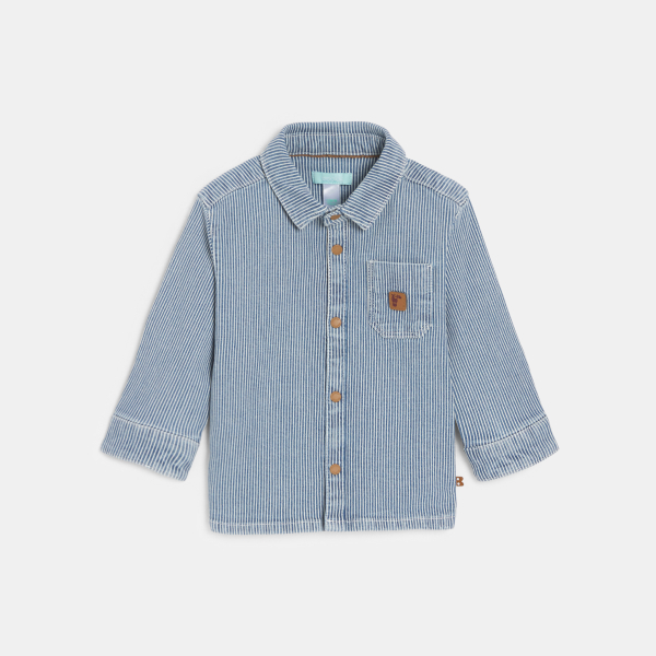 قميص فوقي مخطط باللون الأزرق للأولاد الصغار قميص فوقي مخطط باللون الأزرق للأولاد الصغار