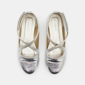 حذاء باليرينا متقاطعة بمظهر قزحي باللون الرمادي للفتيات