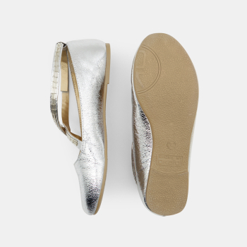 حذاء باليرينا متقاطعة بمظهر قزحي باللون الرمادي للفتيات