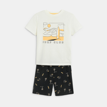 بيجاما بشورت من الجيرسيه الأبيض للأولاد