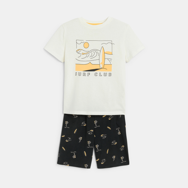 بيجاما بشورت من الجيرسيه الأبيض للأولاد بيجاما بشورت من الجيرسيه الأبيض للأولاد