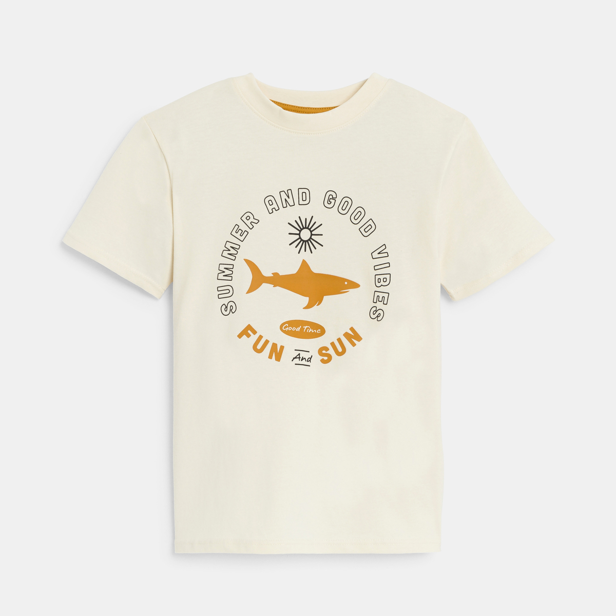 T-shirt manches courtes à message beige Garçon T-shirt manches courtes à message beige Garçon