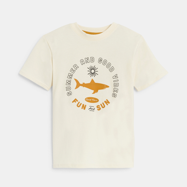 T-shirt manches courtes à message beige Garçon T-shirt manches courtes à message beige Garçon