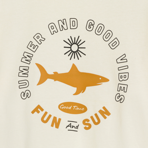 تيشيرت بأكمام قصيرة مزين برسالة، باللون البيج للأولاد تيشيرت بأكمام قصيرة مزين برسالة، باللون البيج للأولاد