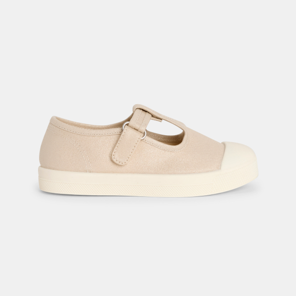 حذاء رياضي بأحزمة قماشية باللون البيج للفتيات حذاء رياضي بأحزمة قماشية باللون البيج للفتيات