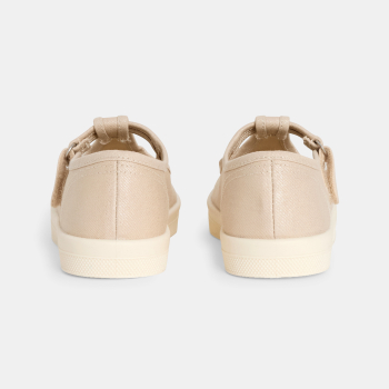 Tennis à bride en toile beige fille