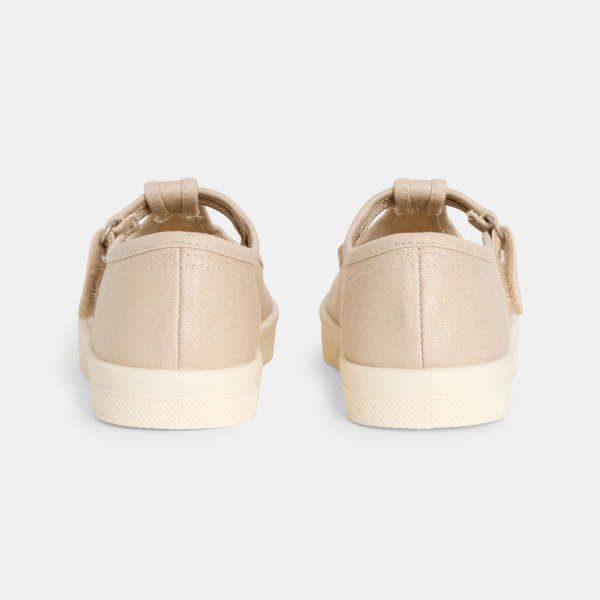 Tennis à bride en toile beige fille