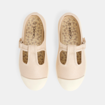 Tennis à bride en toile beige fille