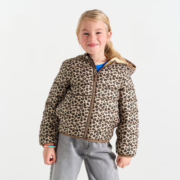 سُترة خفيفة ومبطنة بقلنسوة بطبعة جلد الفهد للفتيات سُترة خفيفة ومبطنة بقلنسوة بطبعة جلد الفهد للفتيات