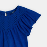 T-shirt manches courtes détail broderie anglaise bleu Fille T-shirt manches courtes détail broderie anglaise bleu Fille