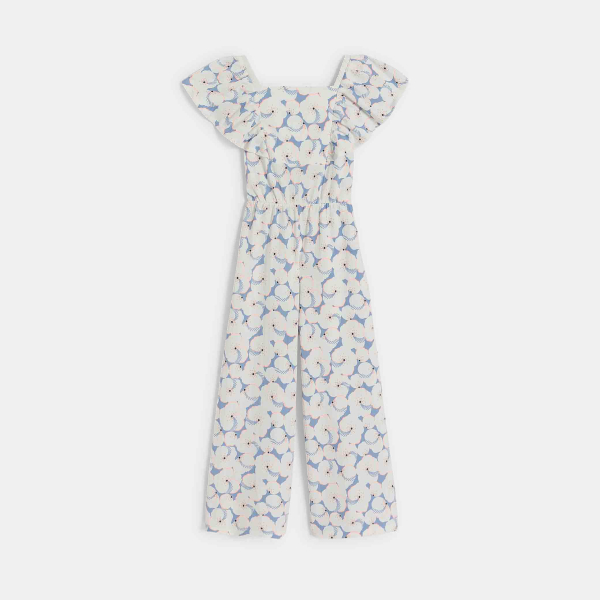 بدلة جمبسوت طويلة، بللون الأزرق السماوي وبرسوم مطبوعة، للفتيات بدلة جمبسوت طويلة، بللون الأزرق السماوي وبرسوم مطبوعة، للفتيات