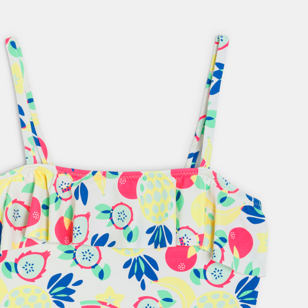 شورت سباحة مقلم قطعة واحدة أبيض اللون للفتيات شورت سباحة مقلم قطعة واحدة أبيض اللون للفتيات