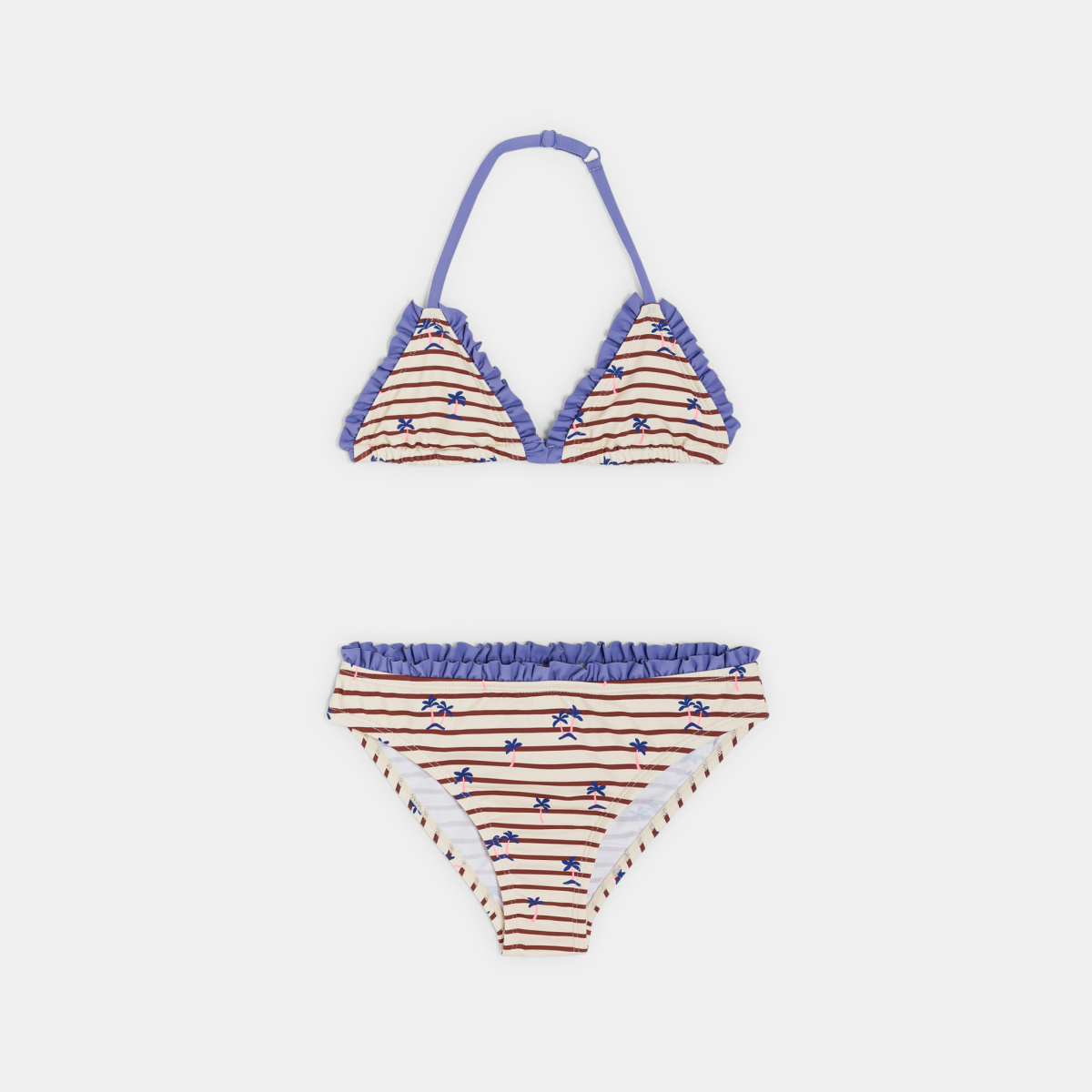 شورت سباحة مقلم قطعتين أبيض اللون للفتيات شورت سباحة مقلم قطعتين أبيض اللون للفتيات