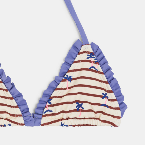 شورت سباحة مقلم قطعتين أبيض اللون للفتيات شورت سباحة مقلم قطعتين أبيض اللون للفتيات