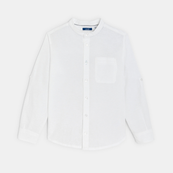 Chemise unie col Mao blanc Garçon