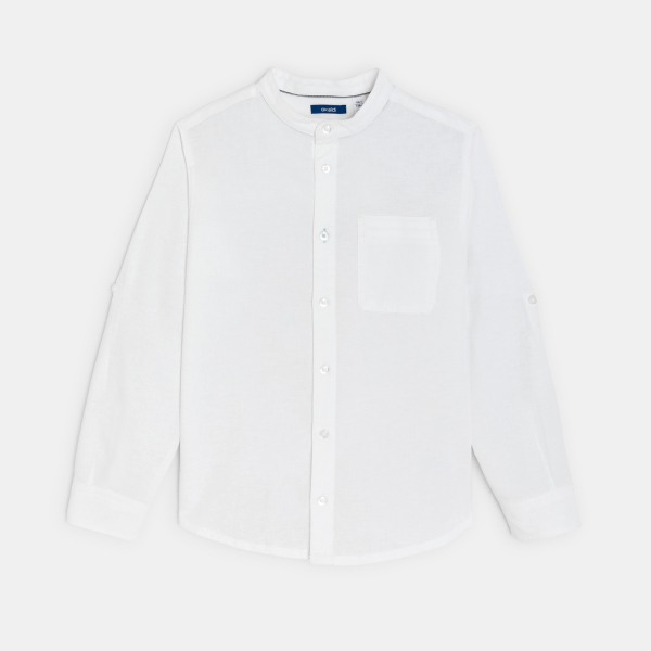 Chemise unie col Mao blanc Garçon Chemise unie col Mao blanc Garçon