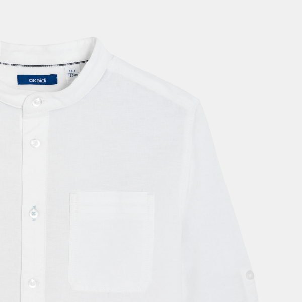 Chemise unie col Mao blanc Garçon Chemise unie col Mao blanc Garçon