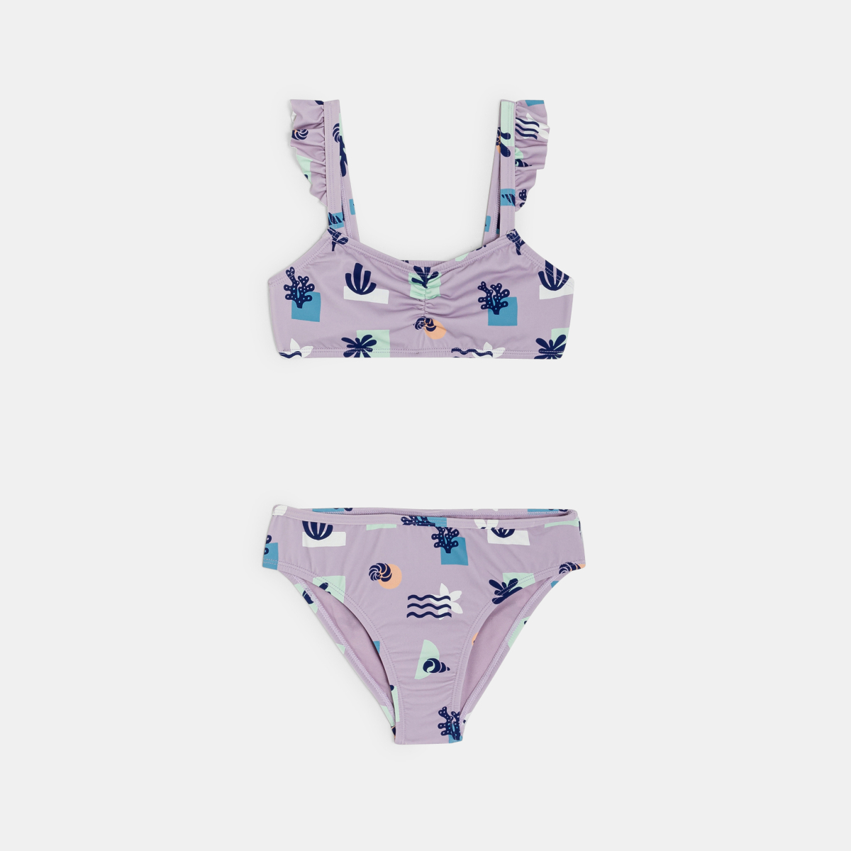 شورت سباحة مطبوع قطعتان بنفسجي للفتيات شورت سباحة مطبوع قطعتان بنفسجي للفتيات