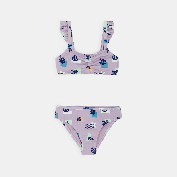 شورت سباحة مطبوع قطعتان بنفسجي للفتيات شورت سباحة مطبوع قطعتان بنفسجي للفتيات