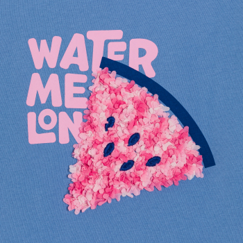 تيشيرت بأكمام قصيرة مزين برسوم للبطيخ الأحمر، باللون الأزرق للفتيات