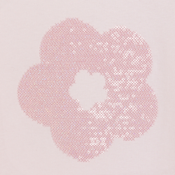 تيشيرت وردي بأكمام قصيرة بنقش ترتر بألوان الباستيل للفتيات