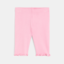 Legging corsaire maille côtelée unie rose bébé fille