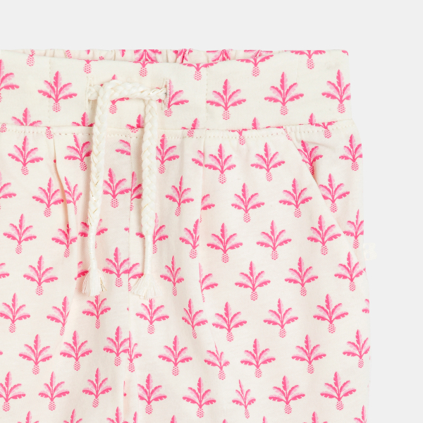 بنطلون وردي اللون جيرسيه قطني عليه صور أشجار النخيل للطفلة الرضيعة بنطلون وردي اللون جيرسيه قطني عليه صور أشجار النخيل للطفلة الرضيعة