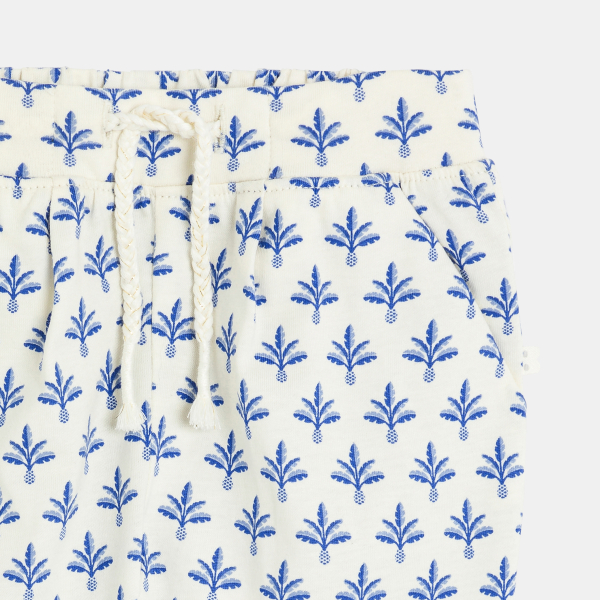 بنطلون أزرق جيرسيه قطني عليه صور أشجار النخيل للطفلة الرضيعة بنطلون أزرق جيرسيه قطني عليه صور أشجار النخيل للطفلة الرضيعة