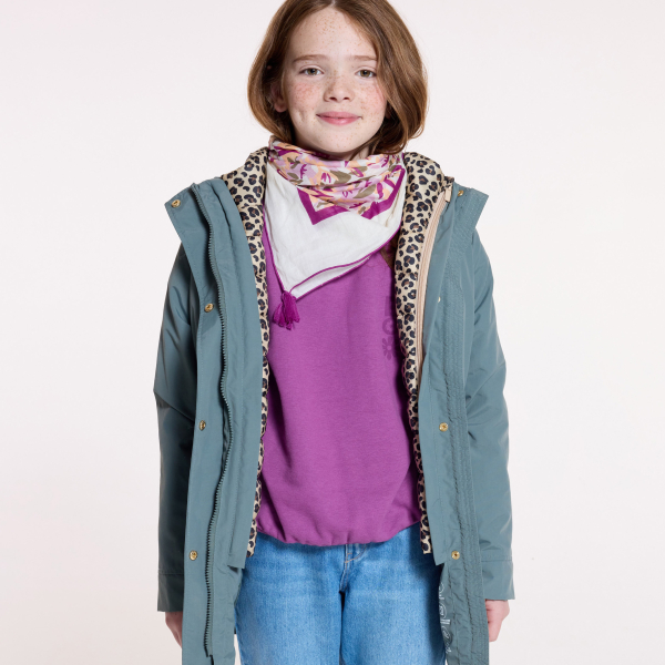 سترة باركا 3 في 1 بقلنسوة ومقاومة للماء، باللون الكاكي للفتيات. سترة باركا 3 في 1 بقلنسوة ومقاومة للماء، باللون الكاكي للفتيات.