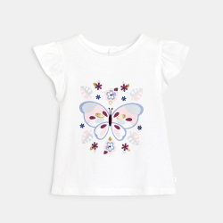T-shirt impression papillon blanc bébé fille