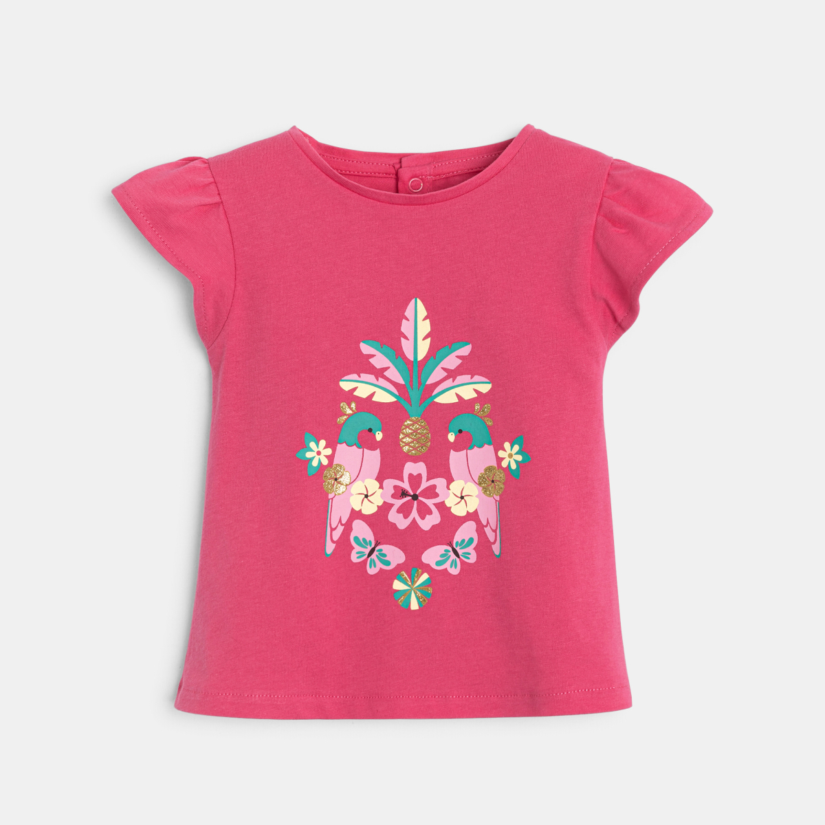 تيشيرت برسوم طيور باللون الوردي للفتيات الرضع. تيشيرت برسوم طيور باللون الوردي للفتيات الرضع.