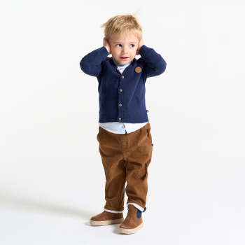 Pantalon velours côtelé souple marron bébé garçon