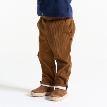 Pantalon velours côtelé souple marron bébé garçon
