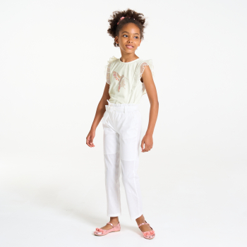 Débardeur volanté motif colibri blanc Fille