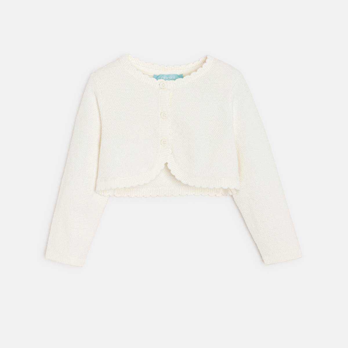 سترة بوليرو محبوكة من التريكو، باللون الأبيض للفتيات الصغيرات سترة بوليرو محبوكة من التريكو، باللون الأبيض للفتيات الصغيرات