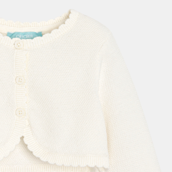 سترة بوليرو محبوكة من التريكو، باللون الأبيض للفتيات الصغيرات