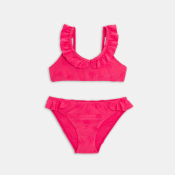 Maillot de bain volanté 2 pièces rose Fille