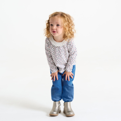 Pantalon denim souple bleu bébé fille