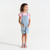 Salopette-short en jean brodé bleu clair Fille Salopette-short en jean brodé bleu clair Fille