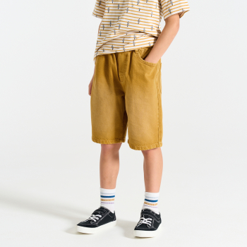 شورت برمودا كاجوال من القماش المصبوغ بلون الكاري للأولاد