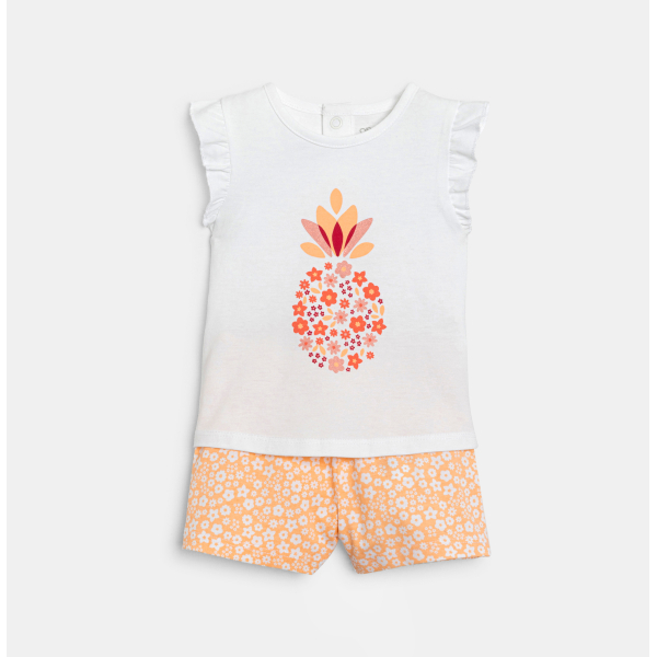 بيجاما من قطعتين وردية اللون للطفلة الرضيعة مرسوم عليها ثمر الأناناس بيجاما من قطعتين وردية اللون للطفلة الرضيعة مرسوم عليها ثمر الأناناس