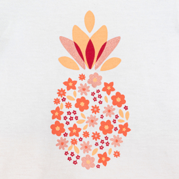 بيجاما من قطعتين وردية اللون للطفلة الرضيعة مرسوم عليها ثمر الأناناس