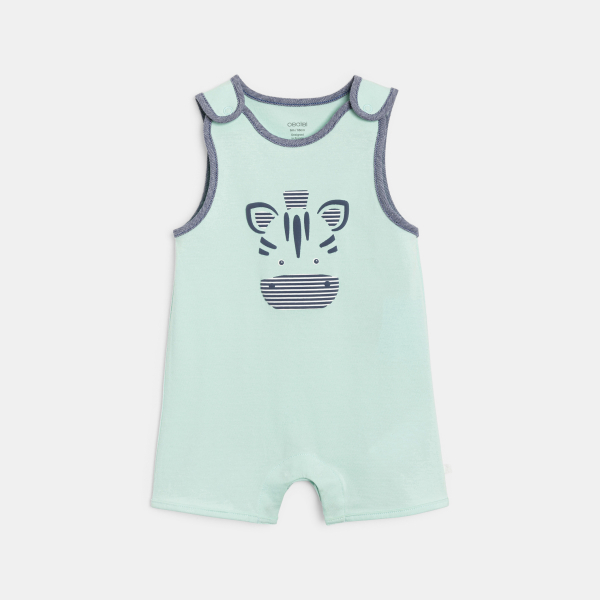 أفرول قصير أزرق اللون للصبي الرضيع، مرسوم عليه الحمار الوحشي أفرول قصير أزرق اللون للصبي الرضيع، مرسوم عليه الحمار الوحشي