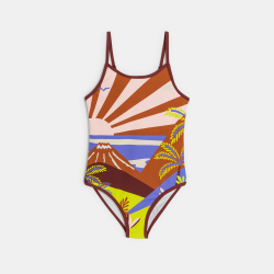 Maillot de bain 1 pièce imprimé paysage rose Fille