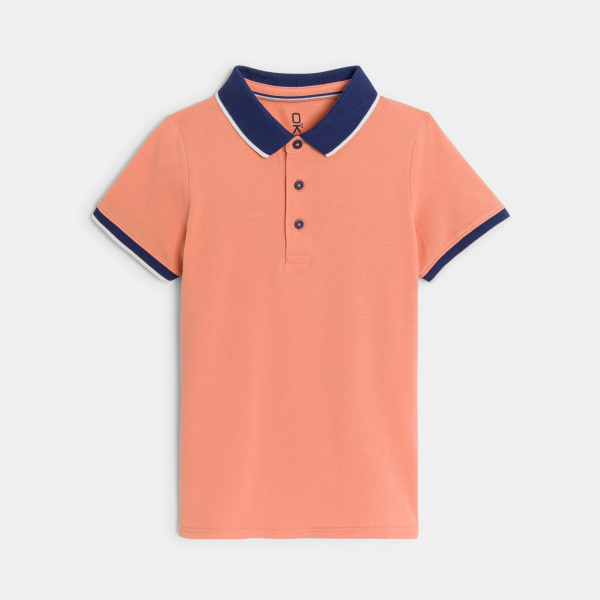 Polo manches courtes en jersey piqué orange Garçon Polo manches courtes en jersey piqué orange Garçon