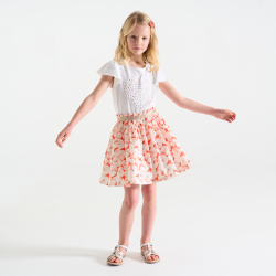 Jupe-jupon imprimée orange Fille